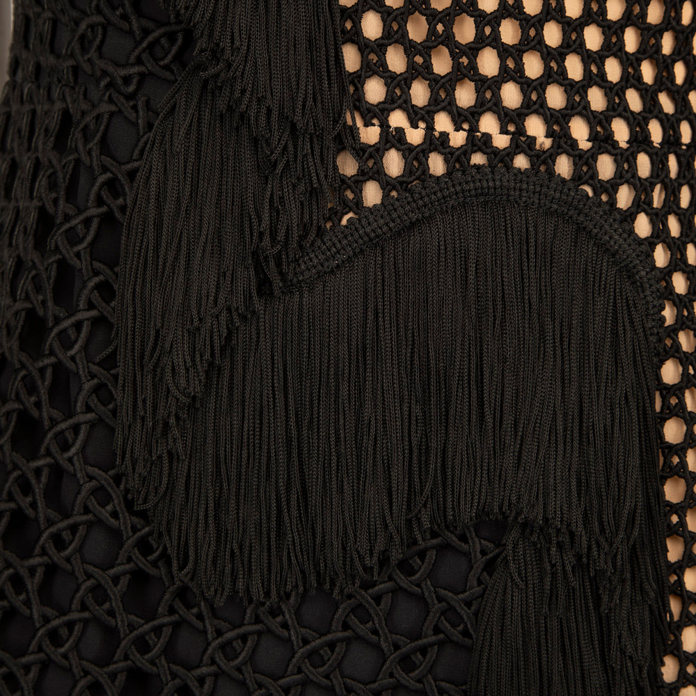 Stella McCartney Black Lace Fringe Trim Dress
