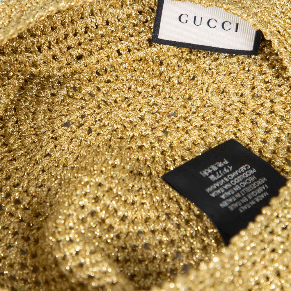Gucci Gold Metallic Knitted Beret