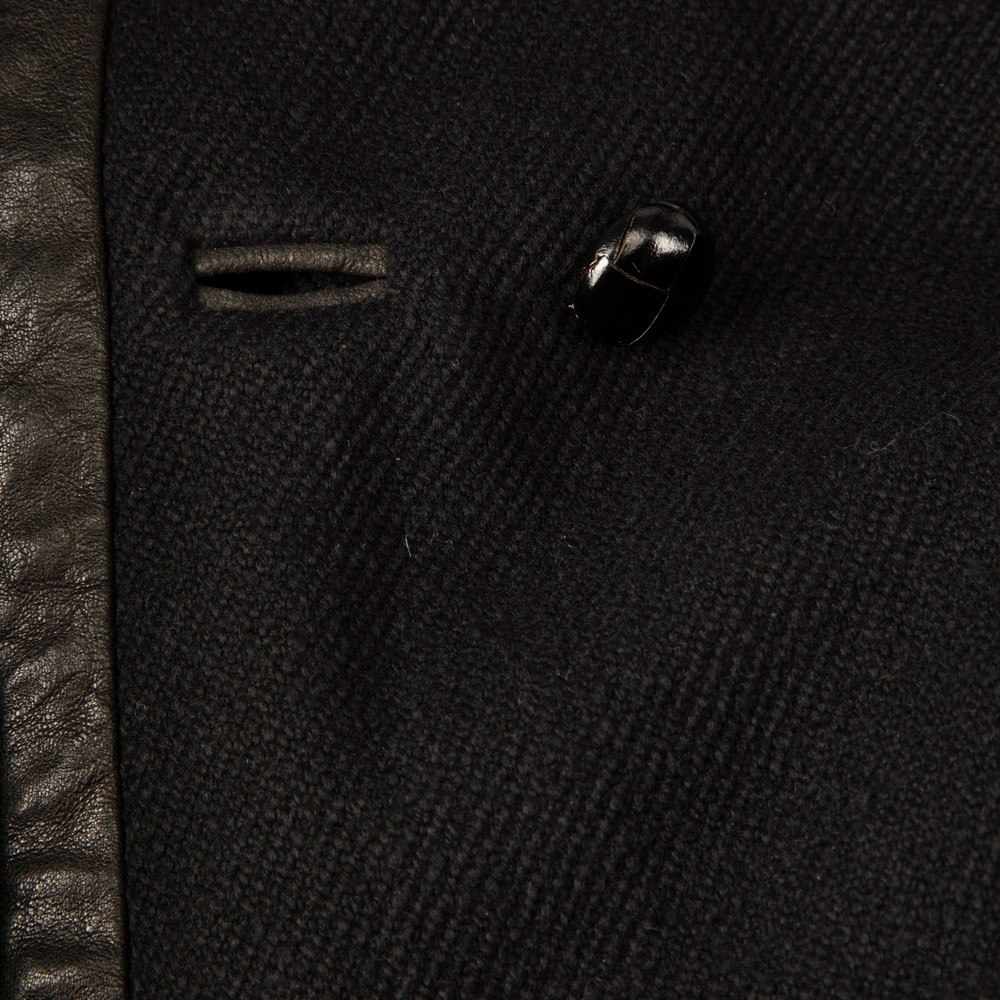 Isabel Marant Black Wool Goat Leather Button Coat