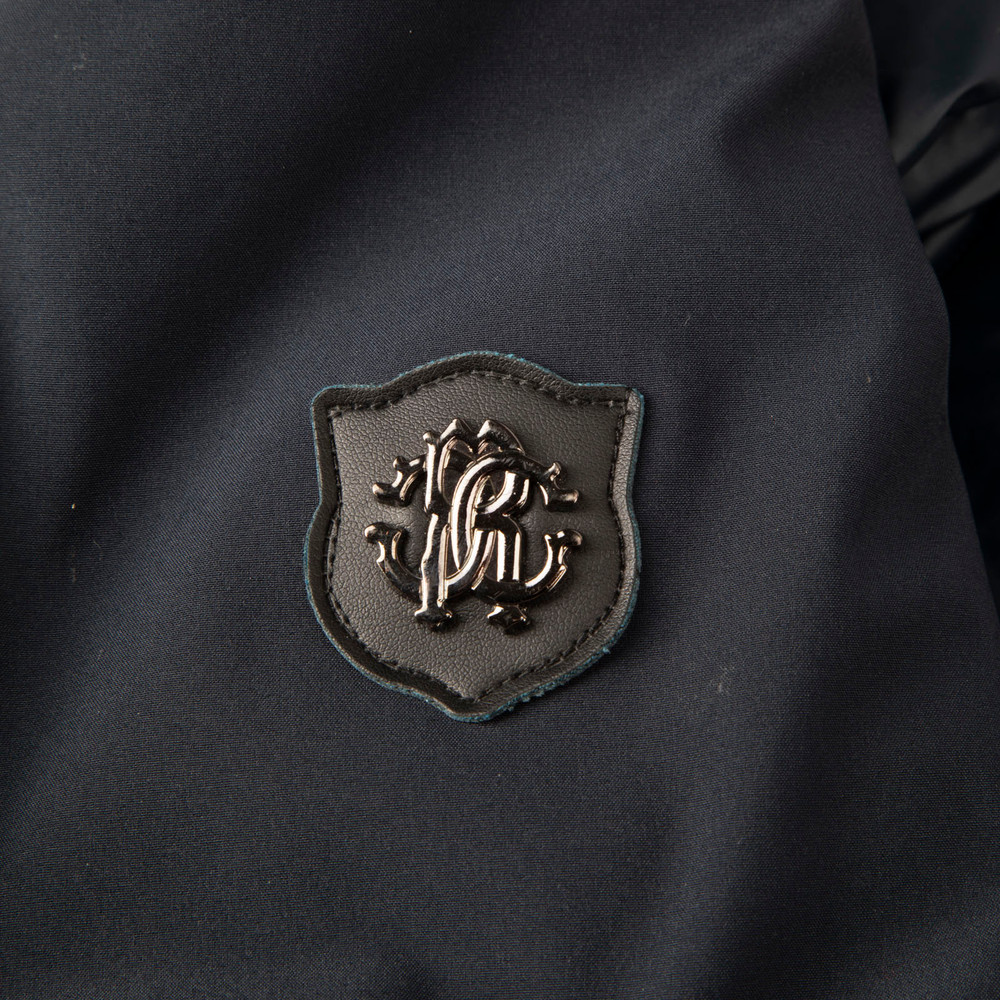 Roberto Cavalli Navy Hooded Puffer Coat