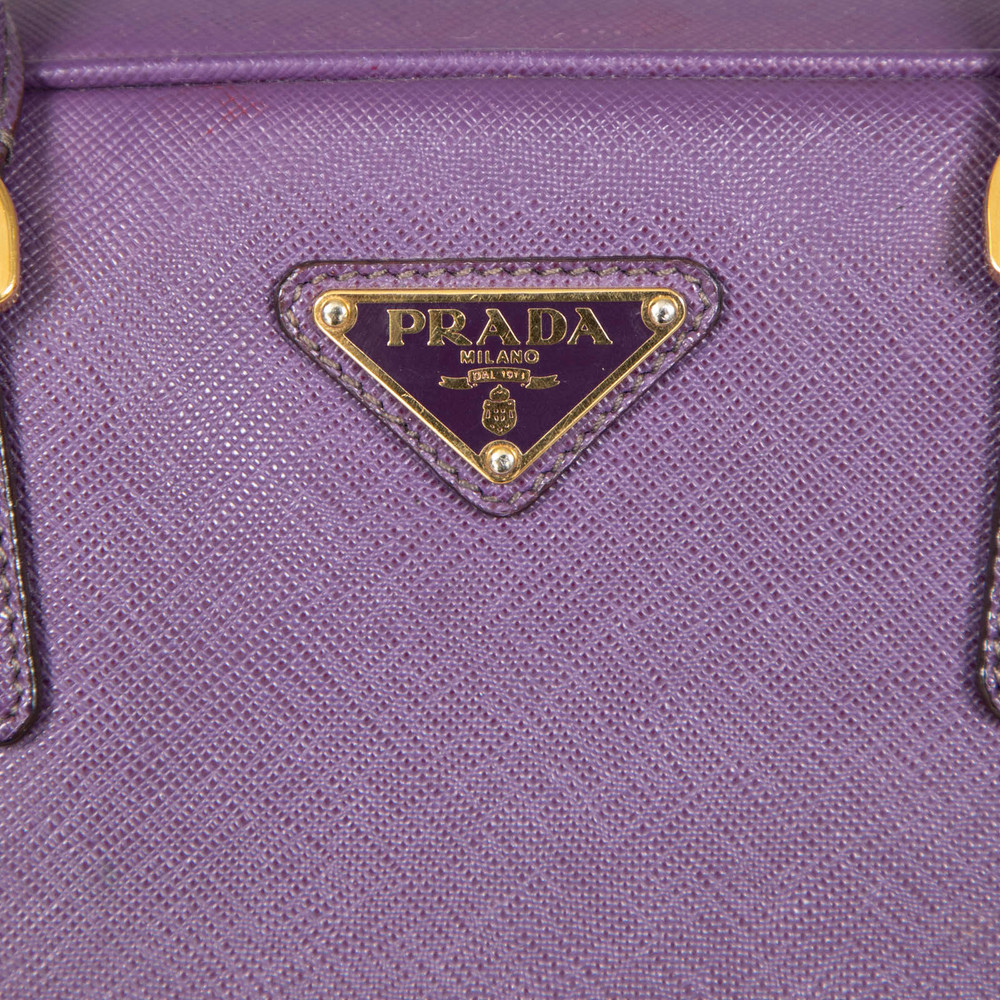 Prada Purple Saffiano Leather Lux Bauletto Bag