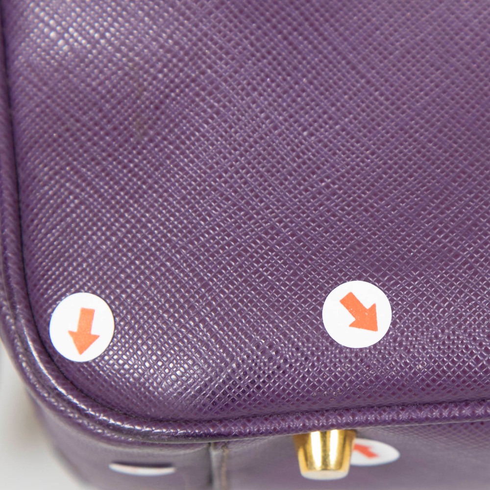 Prada Purple Saffiano Leather Lux Bauletto Bag