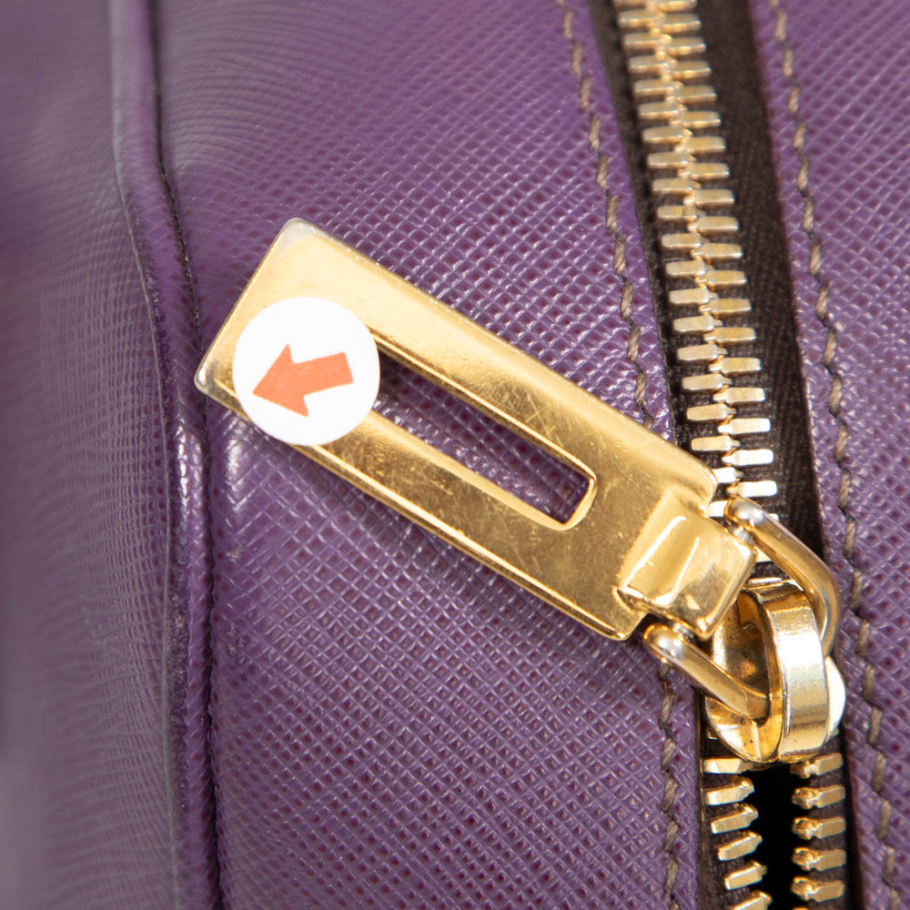 Prada Purple Saffiano Leather Lux Bauletto Bag