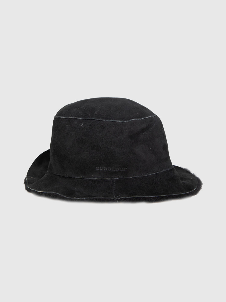 Burberry Black Sheepskin Bucket Hat
