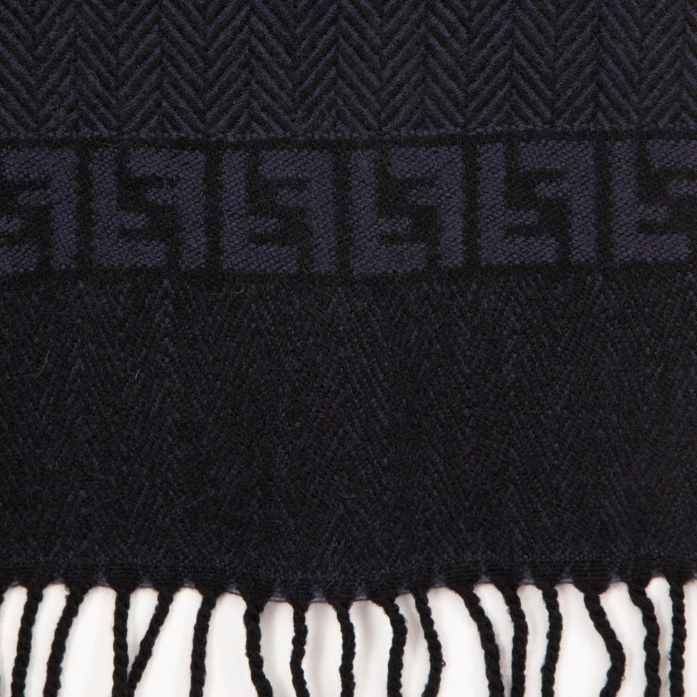 Fendi Black & Navy Wool Scarf