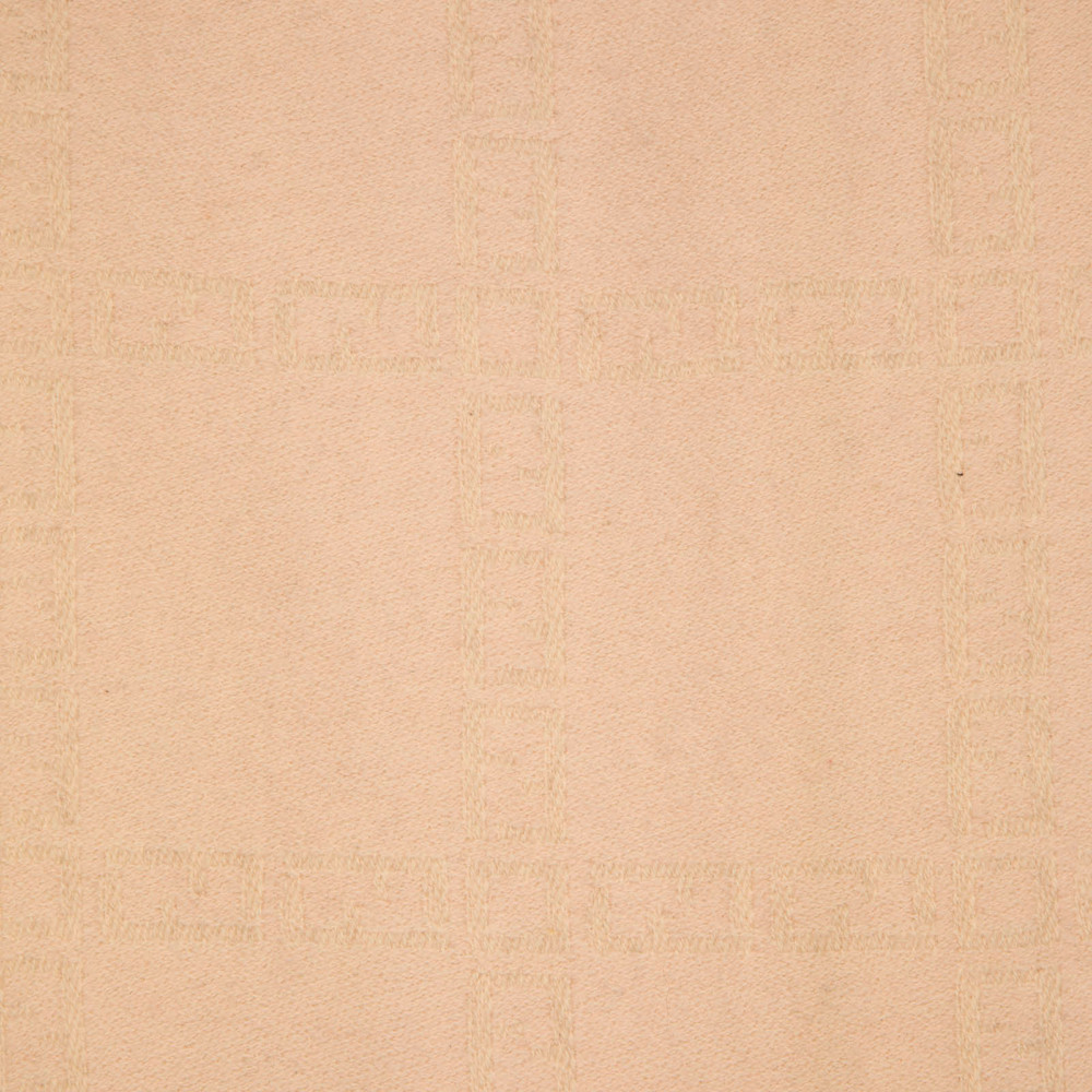 Fendi Beige Wool Zucca Logo Fringed Scarf
