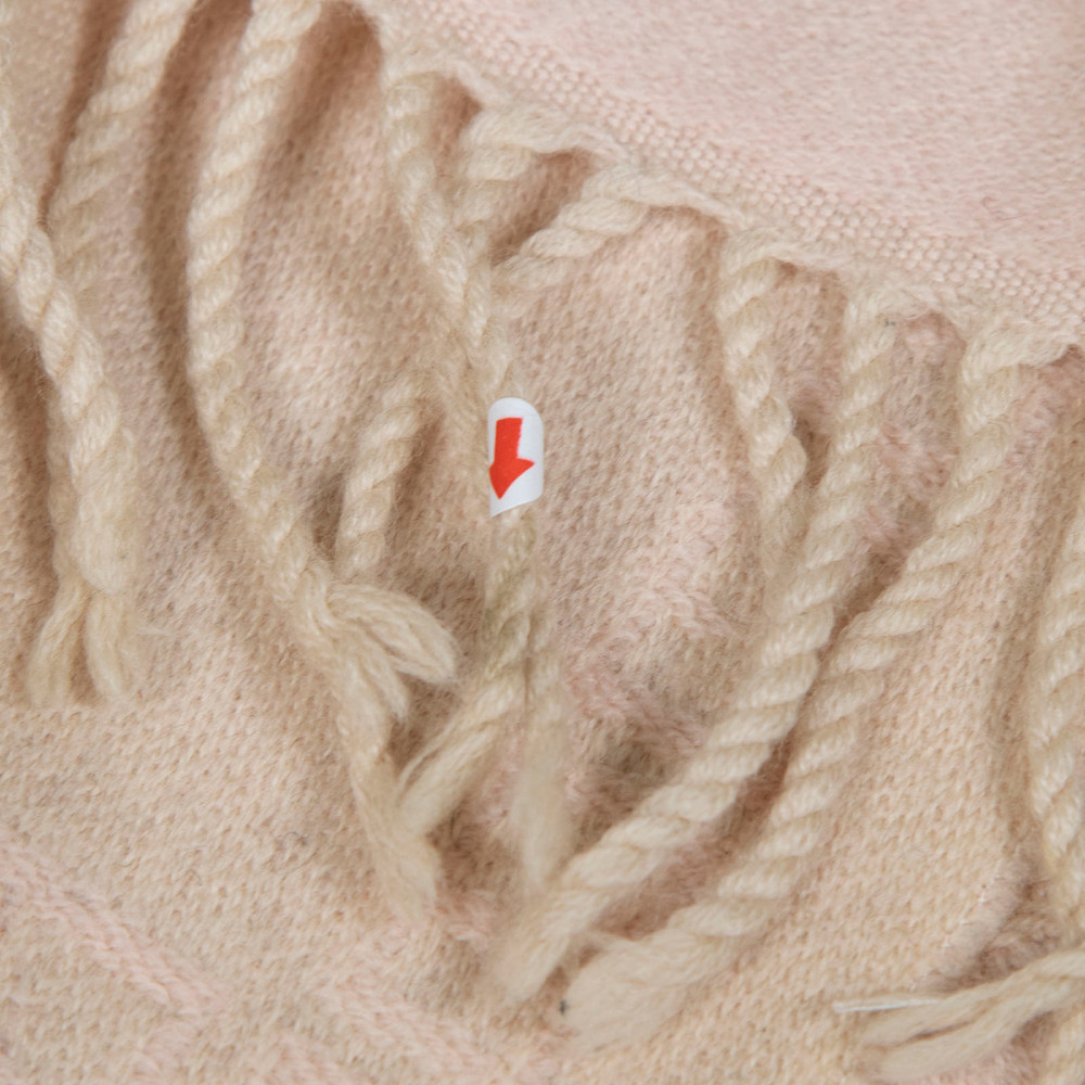 Fendi Beige Wool Zucca Logo Fringed Scarf