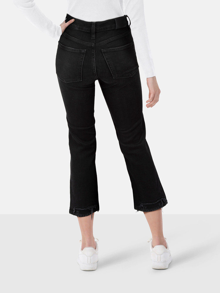 Maje Black Distressed Denim Straight Jeans