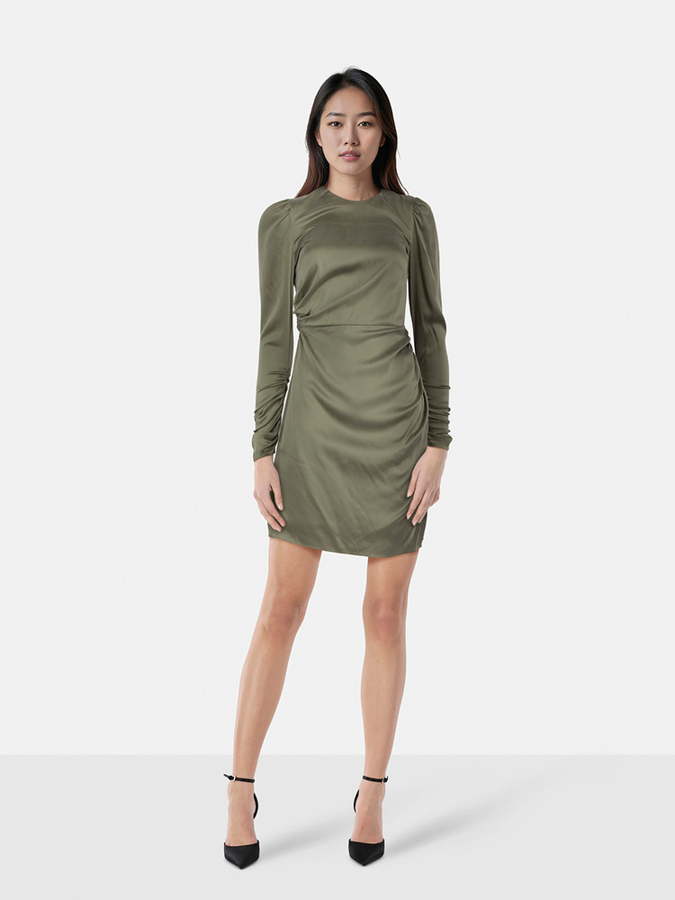 Zimmermann Green Silk Ruched Mini Dress