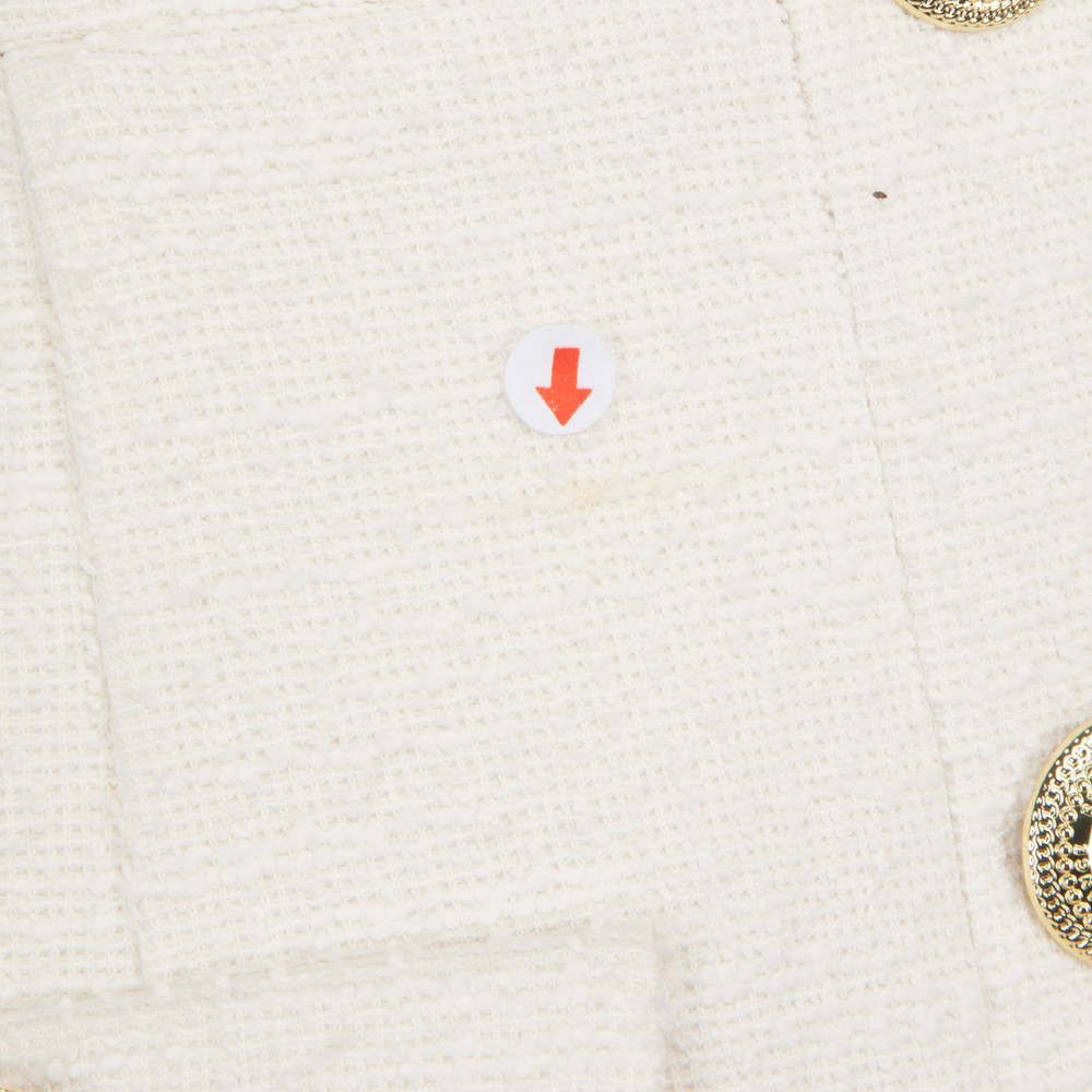 Rebecca Vallance White Tweed Gold Buttons Dress