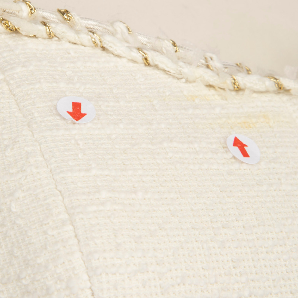 Rebecca Vallance White Tweed Gold Buttons Dress