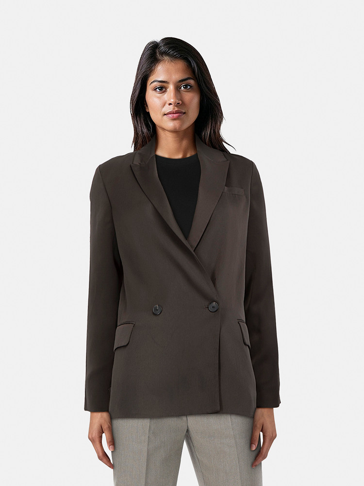 All Saints Brown Jelsa Double Breasted Blazer