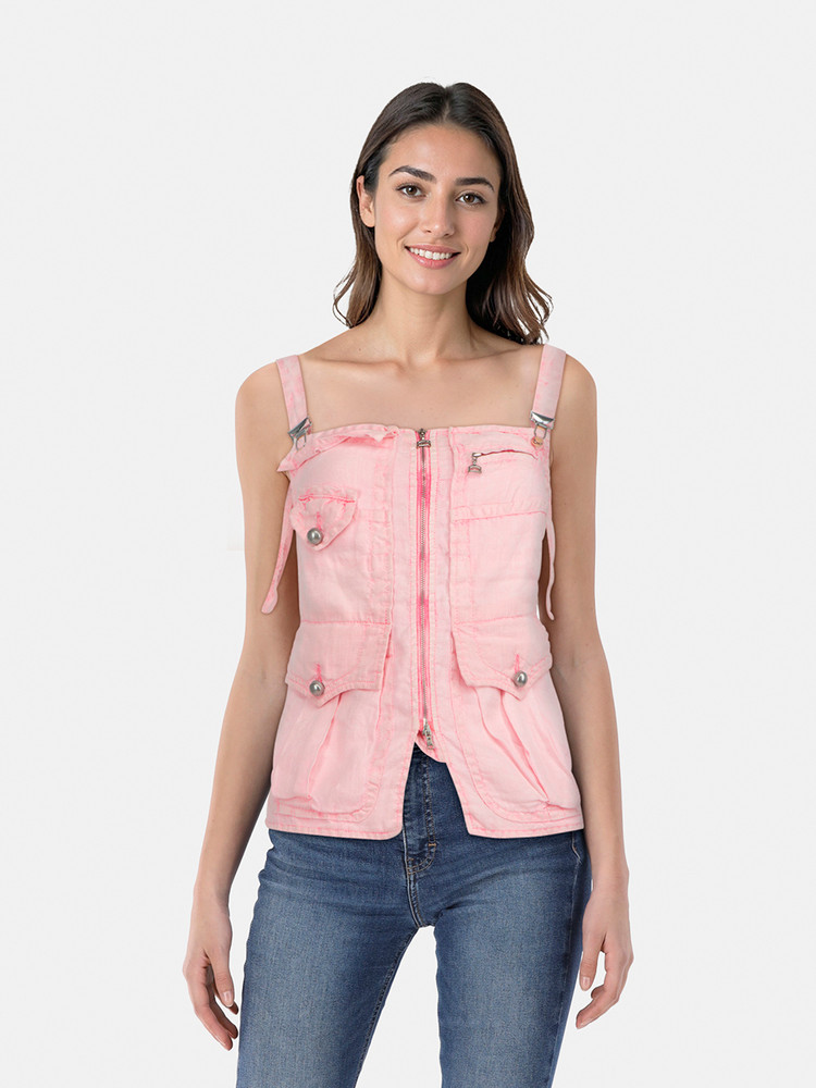 Jean Paul Gaultier Pink Backless Buckled Top