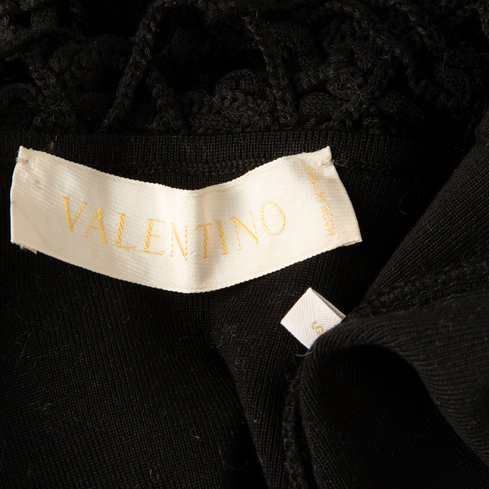 Valentino Garavani Black Lace Panel Short Sleeve Top