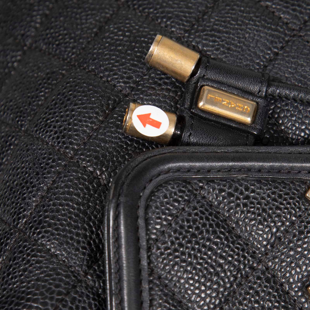 Chanel 2018 Black Caviar Leather Filigree Backpack