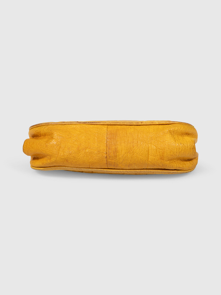 Prada Yellow Soleil Ostrich Leather Coin Purse
