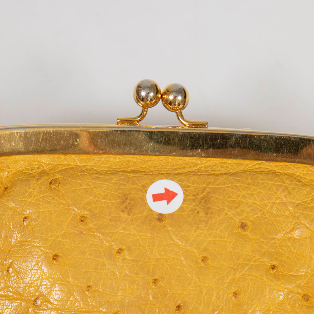 Prada Yellow Soleil Ostrich Leather Coin Purse