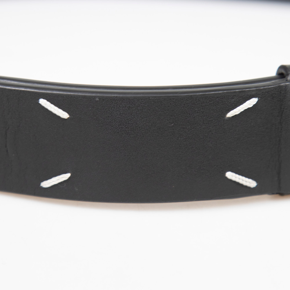 Maison Margiela Black Leather Logo Detail Belt