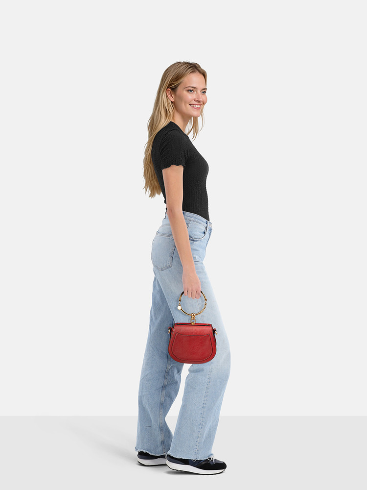 Chloé Red Leather Bracelet Nile Top Handle Bag