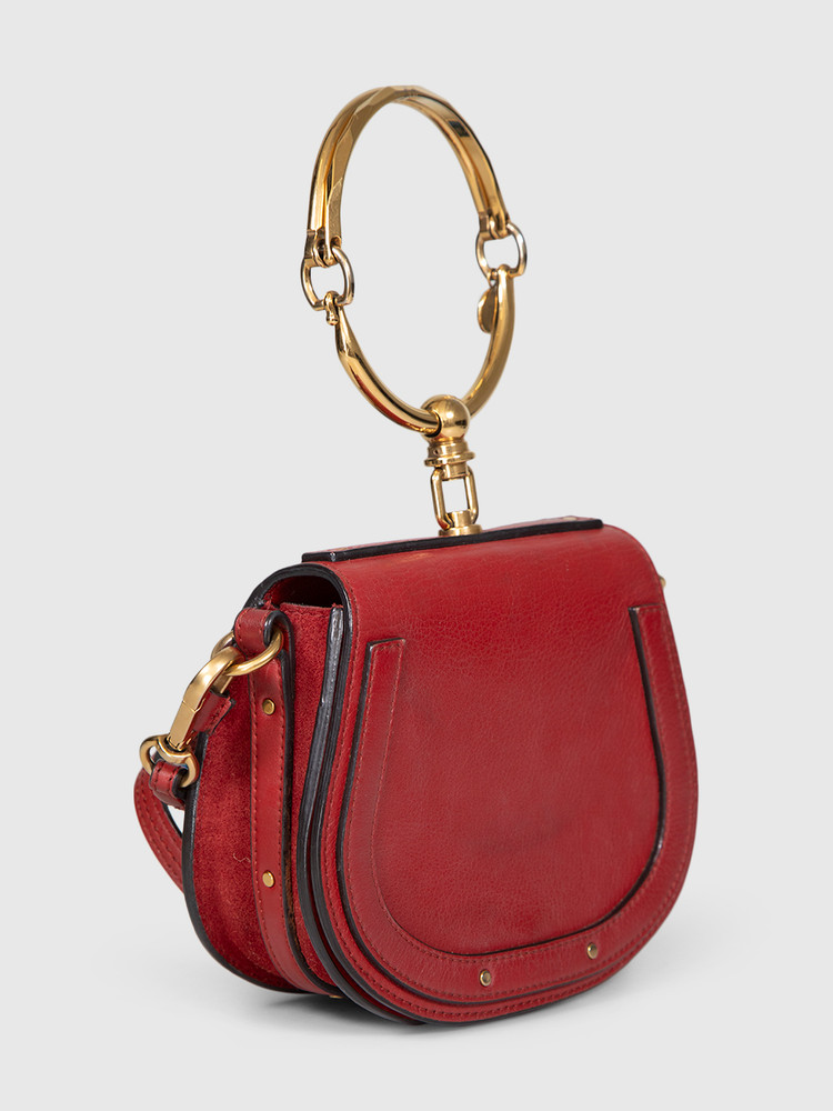 Chloé Red Leather Bracelet Nile Top Handle Bag