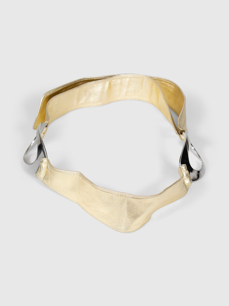 Valentino Garavani Gold Leather Tie Fastening Belt