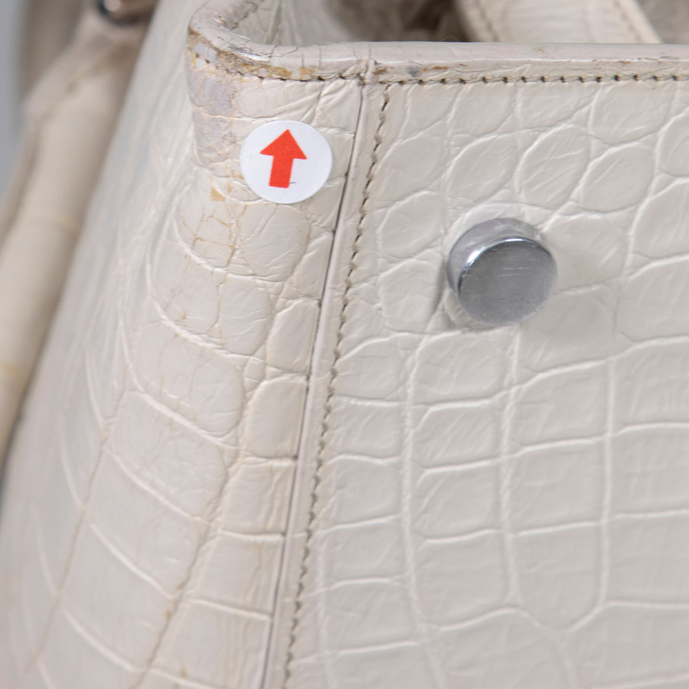 Saint Laurent Ecru Leather Embossed Baby Cabas