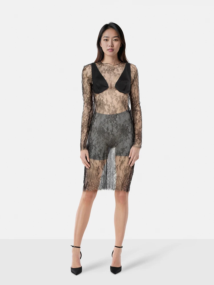 La Perla Black Lace Sheer Lingerie Dress