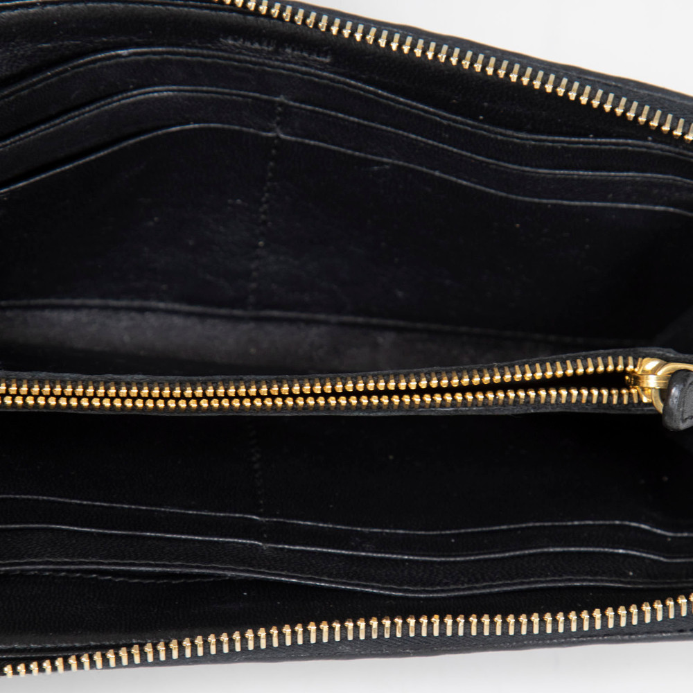 Miu Miu Black Matelassé Leather Wallet