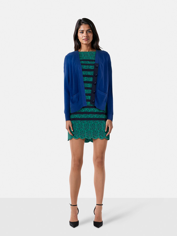 Sacai Sacai Luck Blue & Green Floral Dress & Cardigan Set