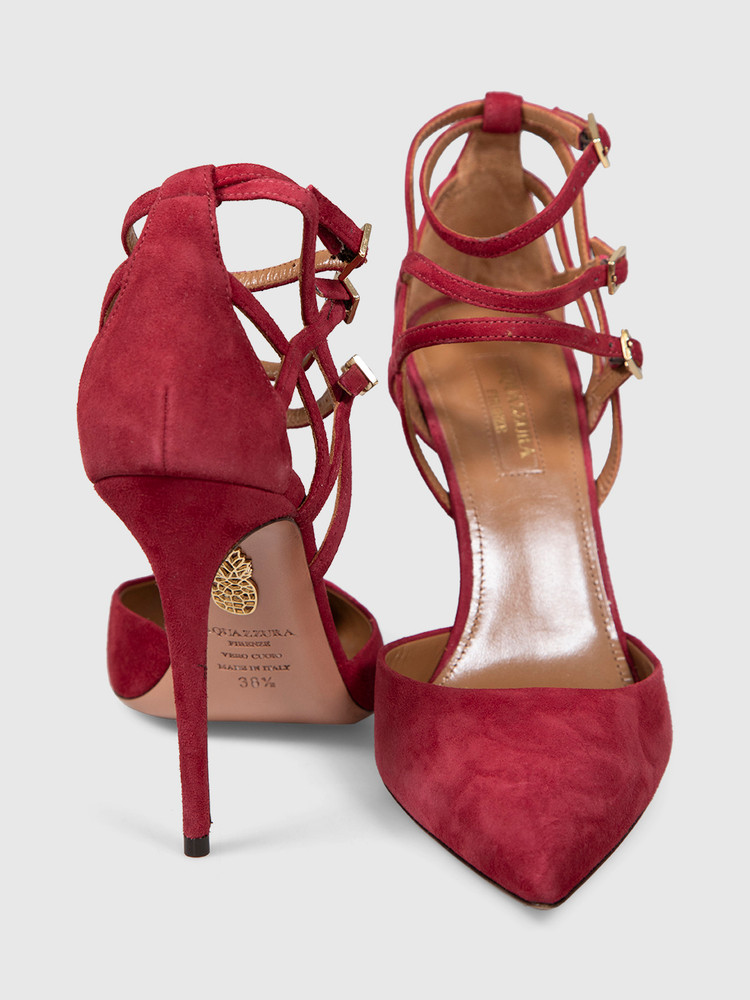 Aquazzura Burgundy Suede Ginger 105 Heels
