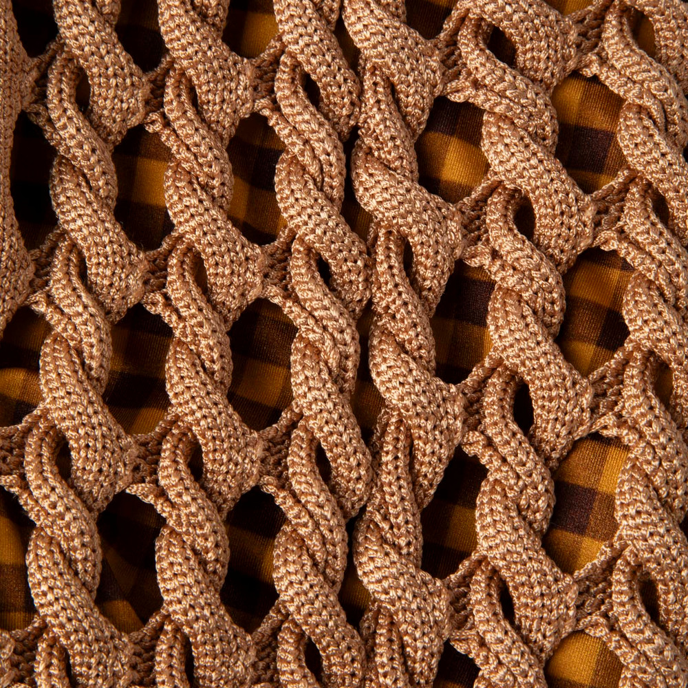 Fendi Brown Knit Gingham Lined Midi Skirt