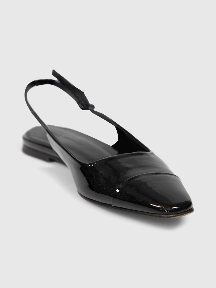 Dear Frances Black Patent Leather Slingbacks