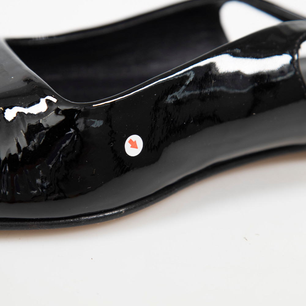 Dear Frances Black Patent Leather Slingbacks