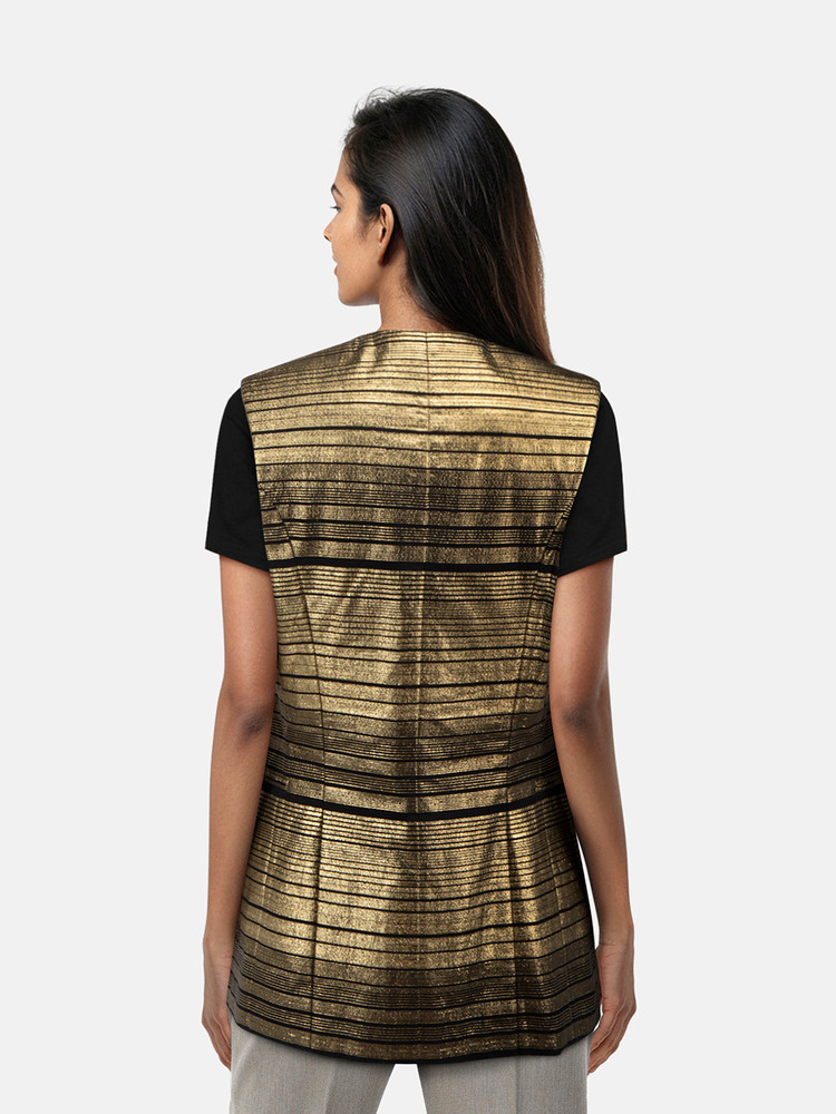 Balmain Gold Striped Silk Vest