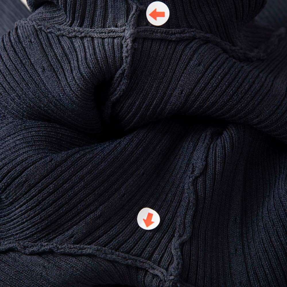 Sandro Navy Ribbed Long Sleeve Peplum Top