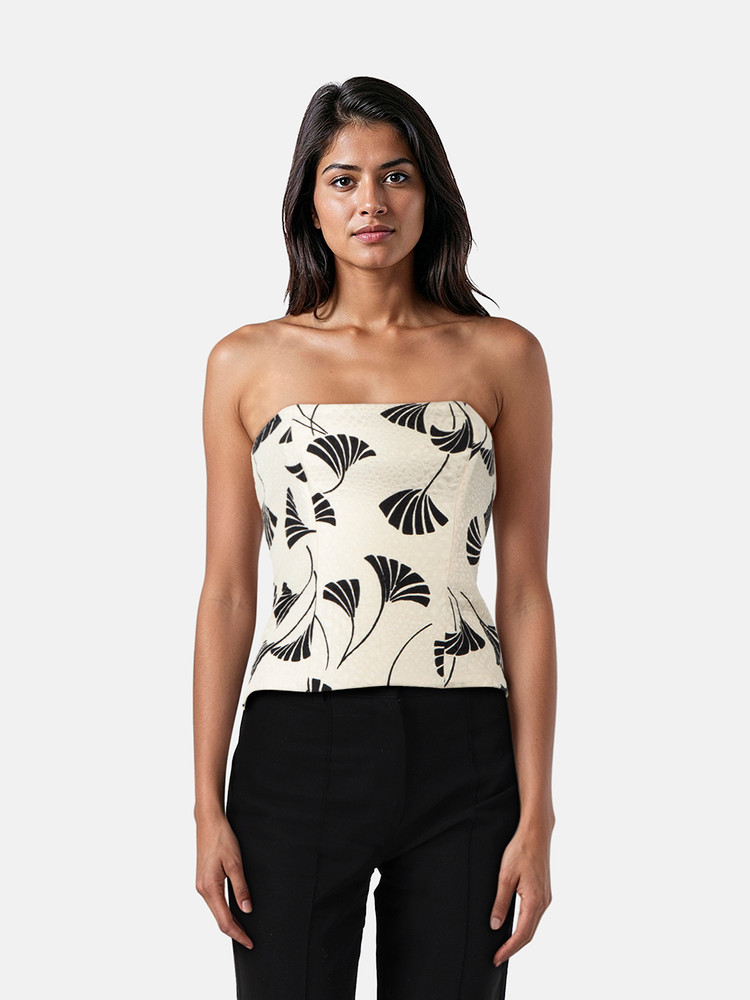 Giorgio Armani Black & White Floral Corset Top