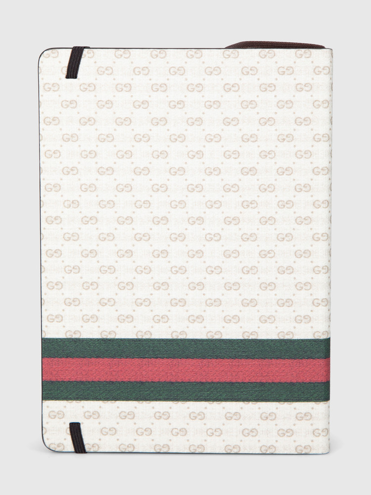 Gucci Ecru GG & Web Horsebit Print Notebook