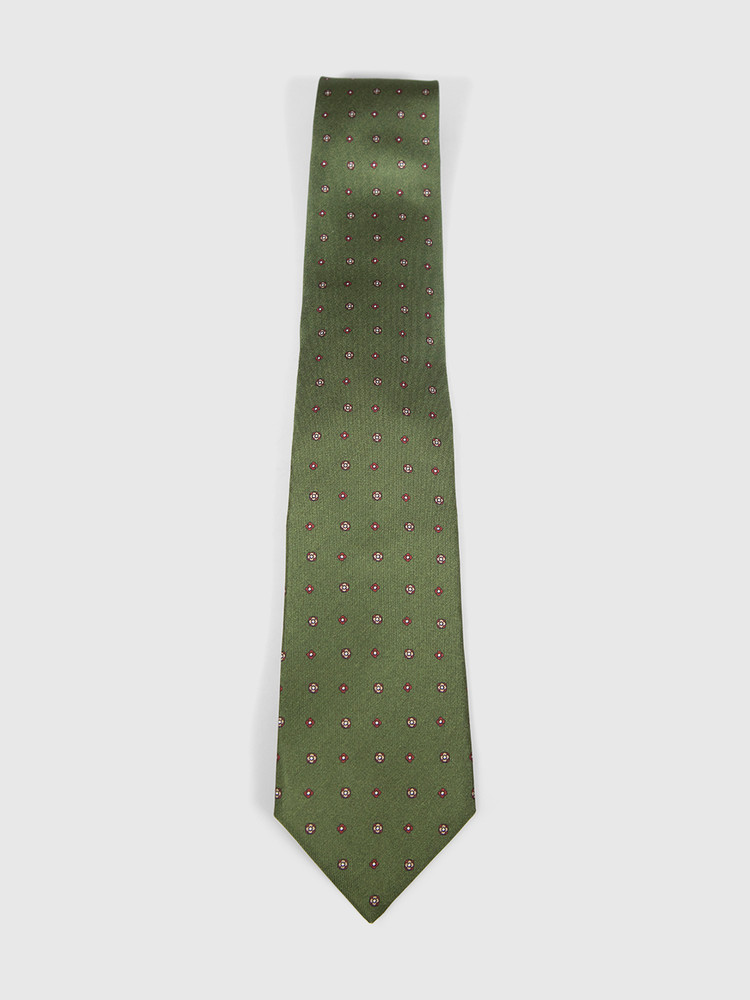Dunhill Green Silk Floral Print Tie