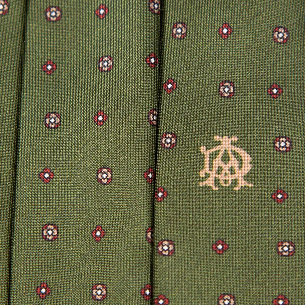 Dunhill Green Silk Floral Print Tie