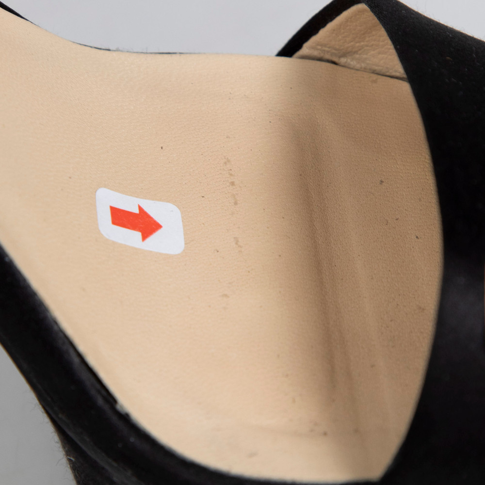 Jimmy Choo Black Satin Crystal Platform Sandals