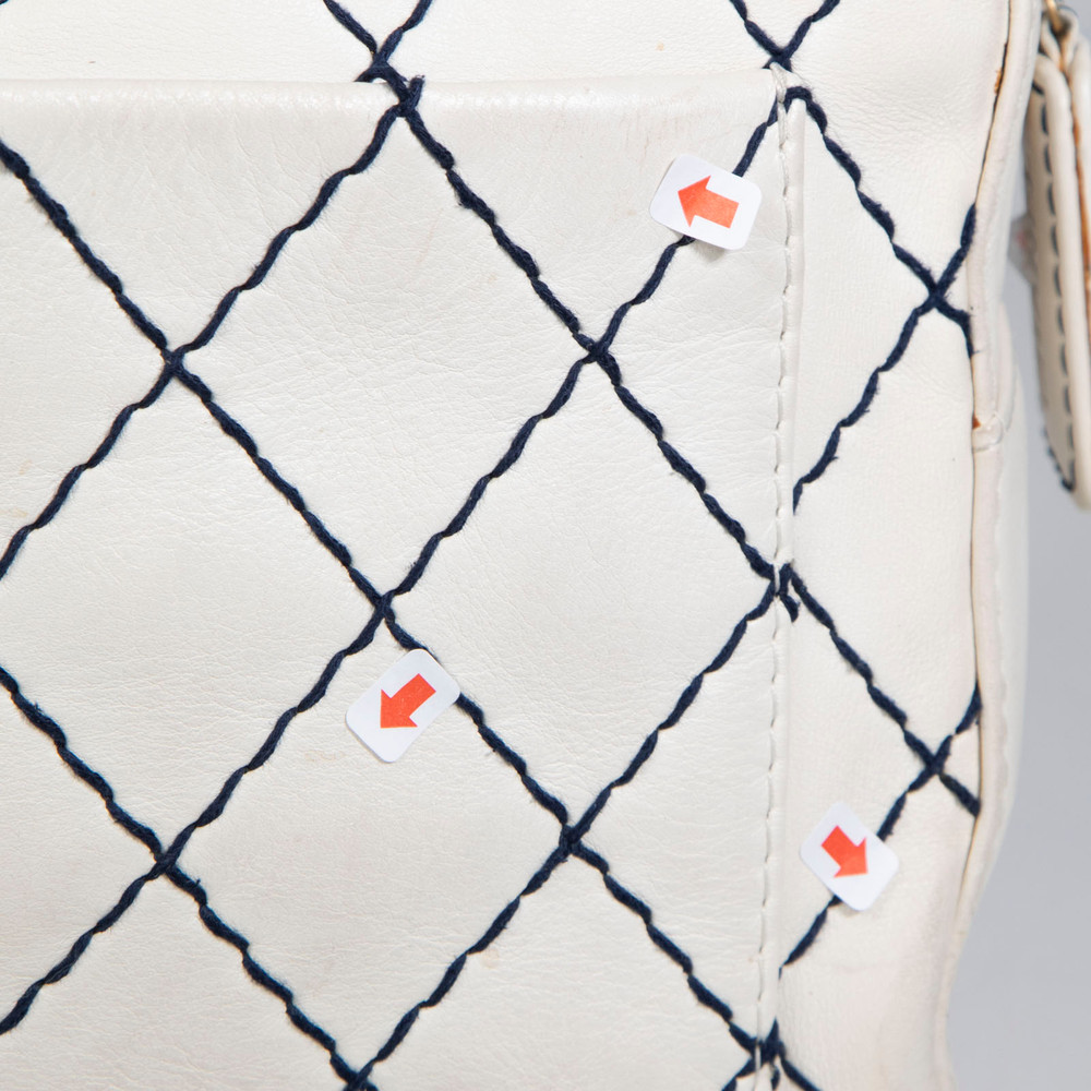 Chanel Vintage 00-02 Ecru Wild Stitch Bowling Bag