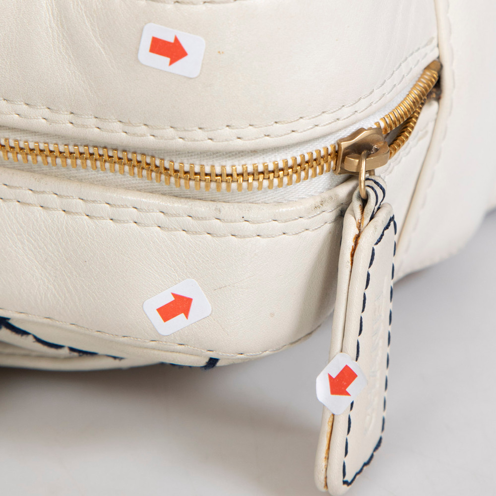 Chanel Vintage 00-02 Ecru Wild Stitch Bowling Bag