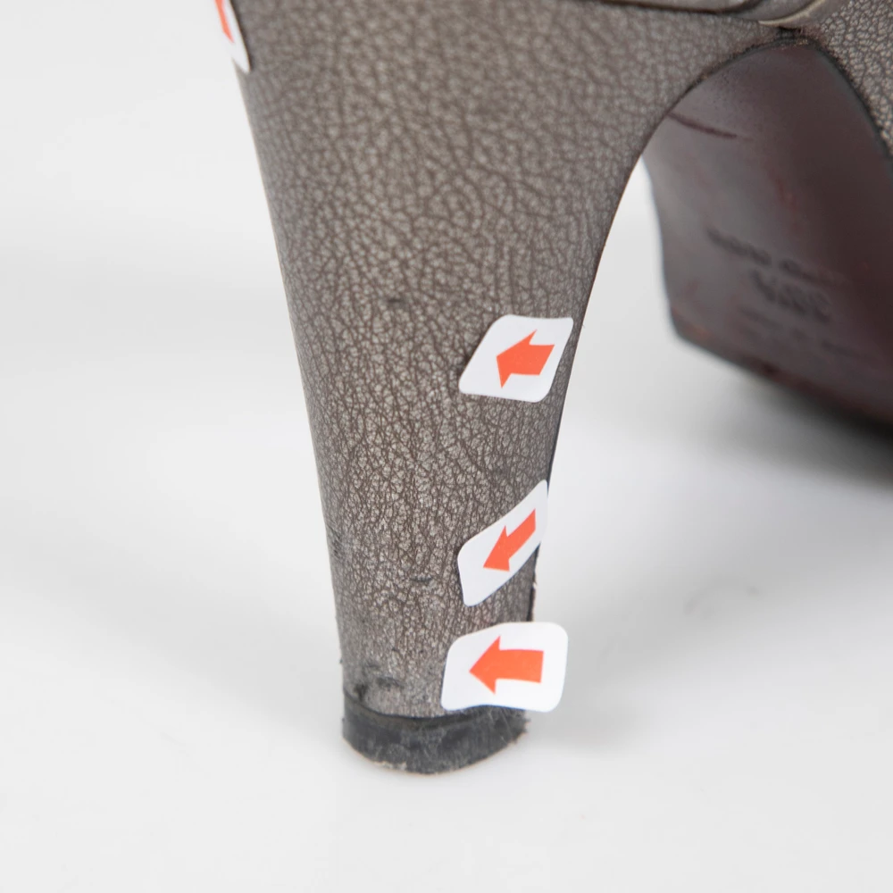 Prada Silver Leather Peep Toe Heels