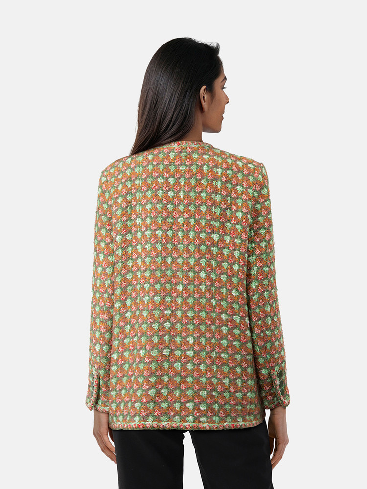 Chanel Green & Red Tweed Jacket