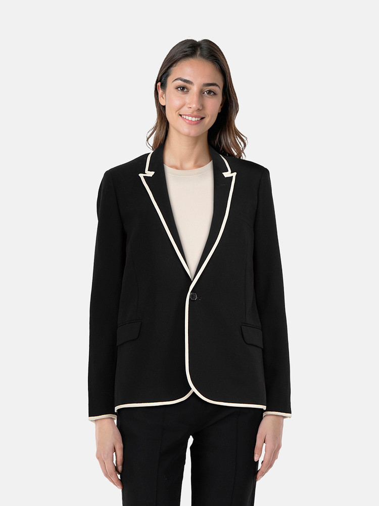 Saint Laurent Black Wool Blazer With Contrast Trim