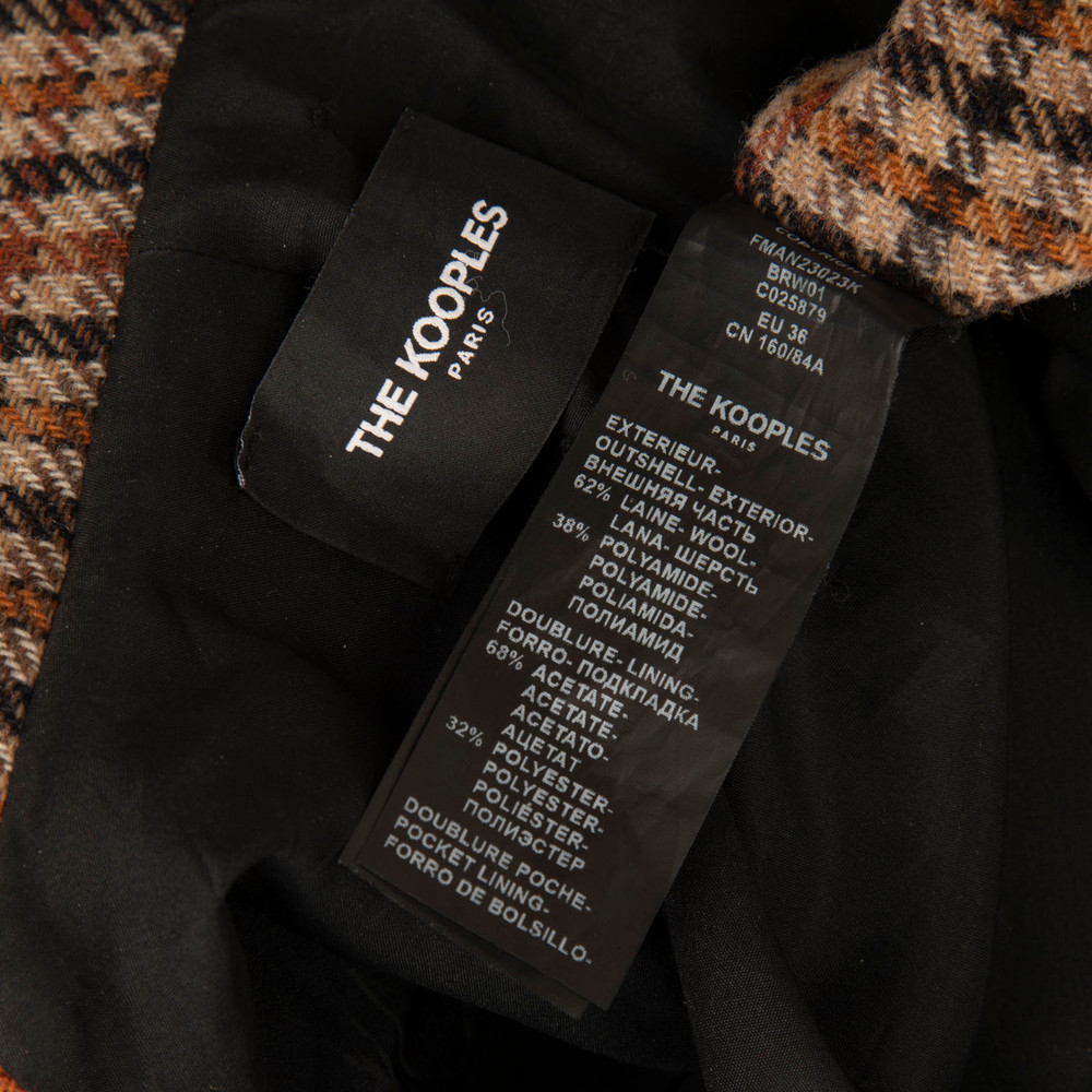 The Kooples Brown Wool Single Breasted Tartan Coat