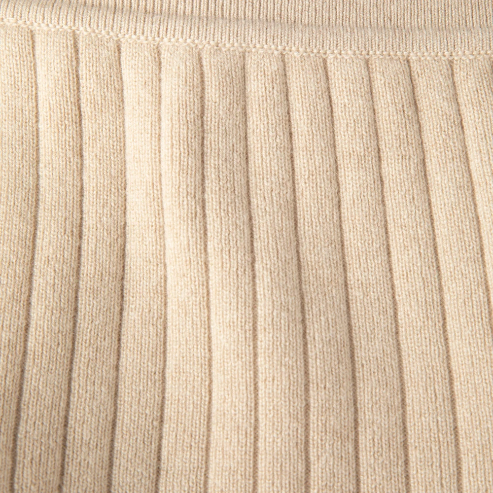 Loro Piana Beige Cashmere Knit Wide Leg Trousers