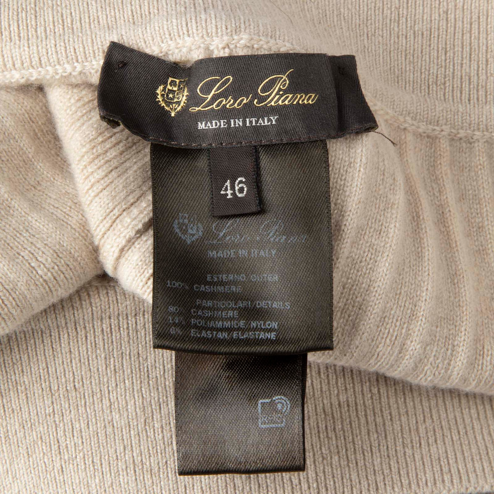 Loro Piana Beige Cashmere Knit Wide Leg Trousers