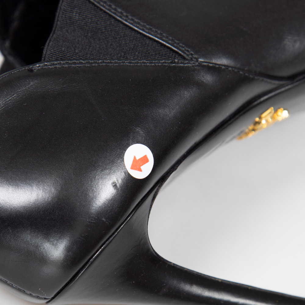 Prada Black Open Toe Leather Heels