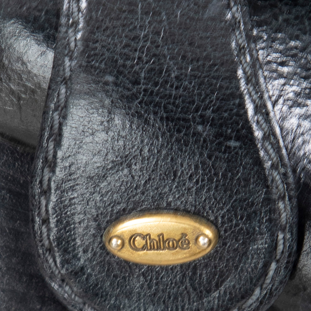 Chloé Black Leather Logo Tab Boots